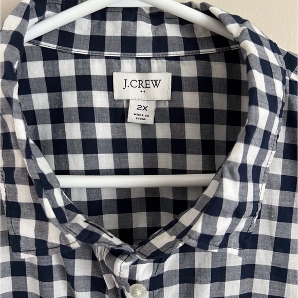 J Crew Navy Gingham Blue Button Down - Picture 5 of 8